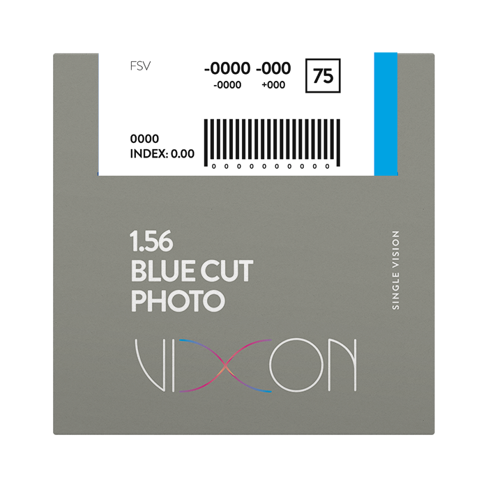 Vixon 1.56 Bluecut Foto Gris Terminado Visión Simple 70 (AR AZUL) Rango Extendido