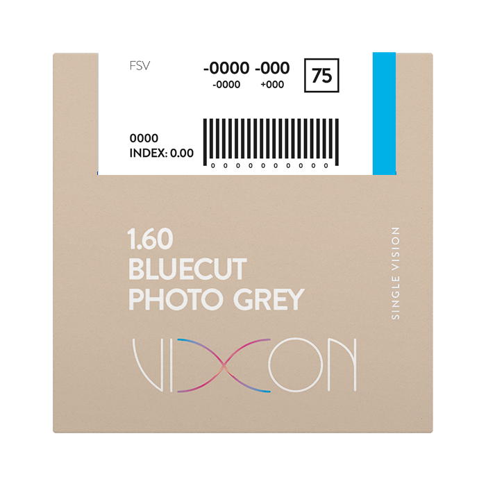 Vixon 1.60 Bluecut Foto Gris SPIN Terminado Visión Simple 70 (SAR AZUL)